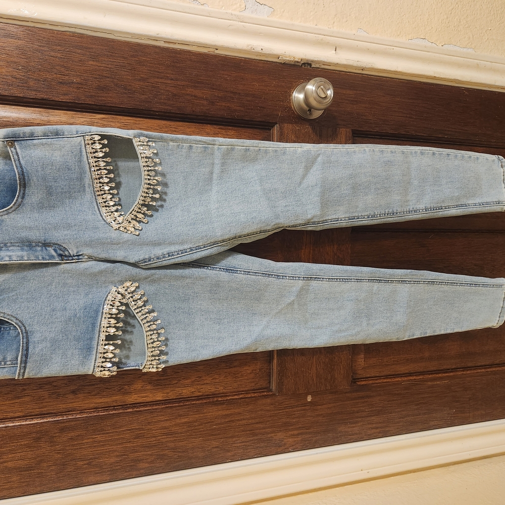 Embellished Light Blue Jeans